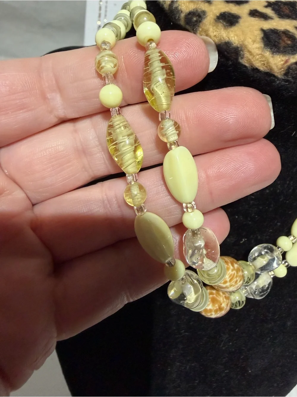 Vintage Japan 2 Strand Beaded Statement Necklace MCM